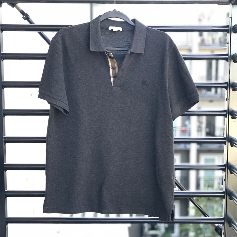 Burberry Polo 👕 Gunmetal Gray - Slim fit large
